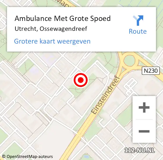 Locatie op kaart van de 112 melding: Ambulance Met Grote Spoed Naar Utrecht, Ossewagendreef op 22 februari 2017 19:56