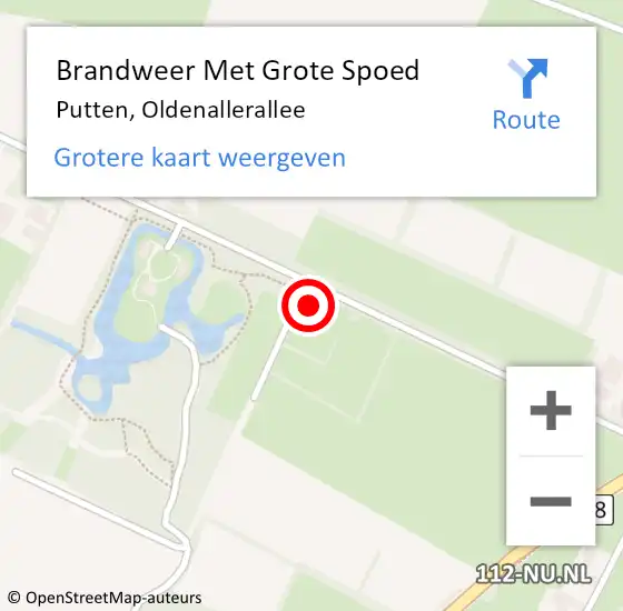 Locatie op kaart van de 112 melding: Brandweer Met Grote Spoed Naar Putten, Oldenallerallee op 22 februari 2017 20:23