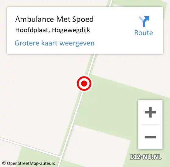 Locatie op kaart van de 112 melding: Ambulance Met Spoed Naar Hoofdplaat, Hogewegdijk op 22 februari 2017 20:39