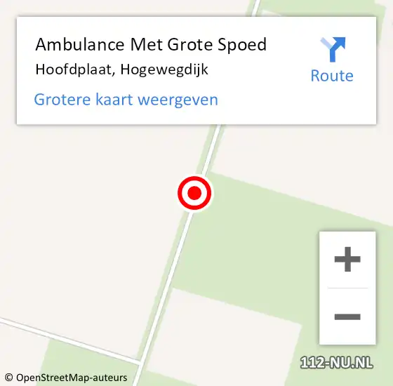 Locatie op kaart van de 112 melding: Ambulance Met Grote Spoed Naar Hoofdplaat, Hogewegdijk op 22 februari 2017 20:40