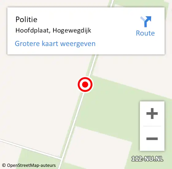 Locatie op kaart van de 112 melding: Politie Hoofdplaat, Hogewegdijk op 22 februari 2017 21:06