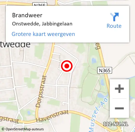 Locatie op kaart van de 112 melding: Brandweer Onstwedde, Jabbingelaan op 22 februari 2017 22:20