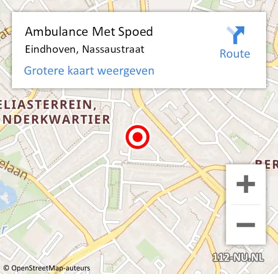 Locatie op kaart van de 112 melding: Ambulance Met Spoed Naar Eindhoven, Nassaustraat op 22 februari 2017 22:29