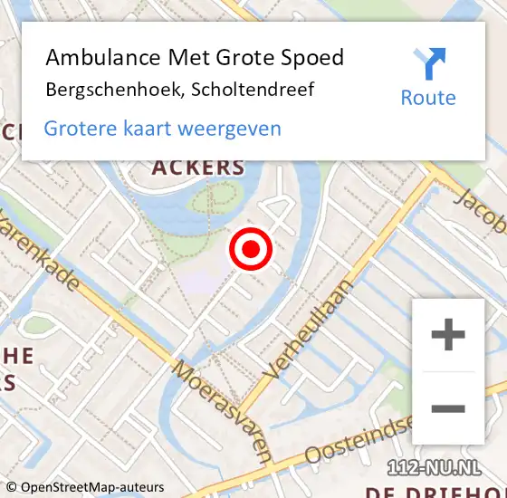 Locatie op kaart van de 112 melding: Ambulance Met Grote Spoed Naar Bergschenhoek, Scholtendreef op 22 februari 2017 22:40