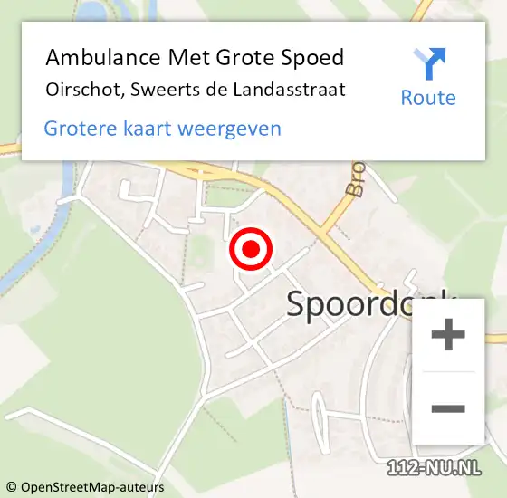 Locatie op kaart van de 112 melding: Ambulance Met Grote Spoed Naar Oirschot, Sweerts de Landasstraat op 22 februari 2017 23:07