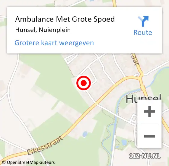 Locatie op kaart van de 112 melding: Ambulance Met Grote Spoed Naar Hunsel, Nuienplein op 22 februari 2017 23:48