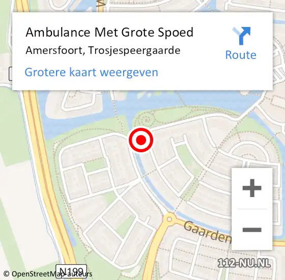 Locatie op kaart van de 112 melding: Ambulance Met Grote Spoed Naar Amersfoort, Trosjespeergaarde op 11 januari 2014 22:07