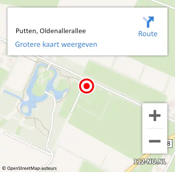 Locatie op kaart van de 112 melding:  Putten, Oldenallerallee op 23 februari 2017 00:42