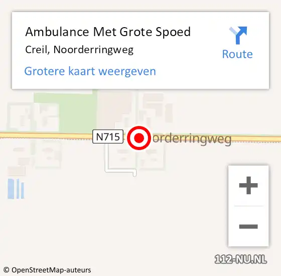 Locatie op kaart van de 112 melding: Ambulance Met Grote Spoed Naar Creil, Noorderringweg op 11 januari 2014 22:11