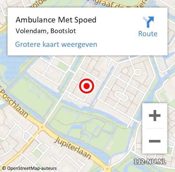 Locatie op kaart van de 112 melding: Ambulance Met Spoed Naar Volendam, Bootslot op 23 februari 2017 01:44