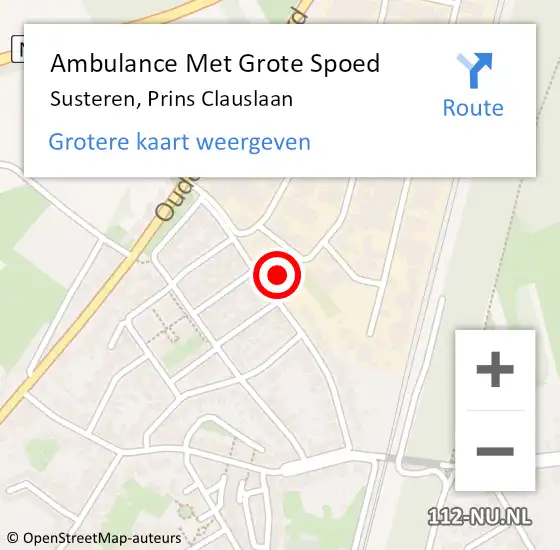 Locatie op kaart van de 112 melding: Ambulance Met Grote Spoed Naar Susteren, Prins Clauslaan op 23 februari 2017 05:25