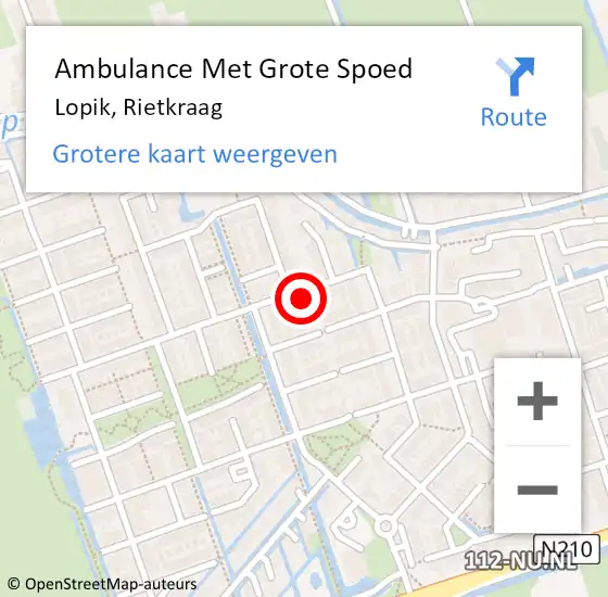 Locatie op kaart van de 112 melding: Ambulance Met Grote Spoed Naar Lopik, Rietkraag op 23 februari 2017 06:23