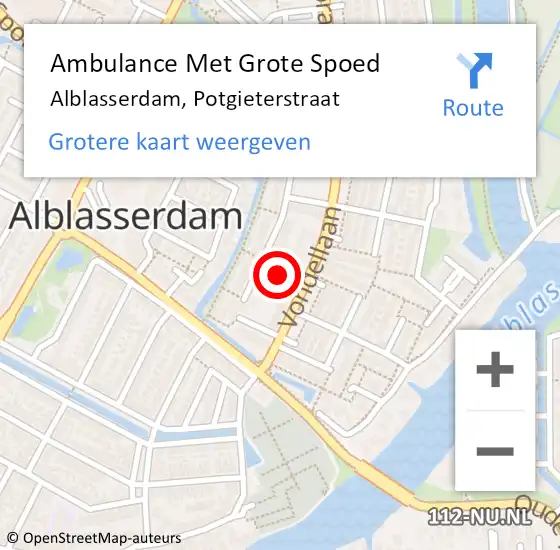 Locatie op kaart van de 112 melding: Ambulance Met Grote Spoed Naar Alblasserdam, Potgieterstraat op 23 februari 2017 06:24