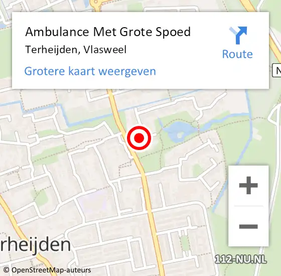 Locatie op kaart van de 112 melding: Ambulance Met Grote Spoed Naar Terheijden, Vlasweel op 23 februari 2017 06:35