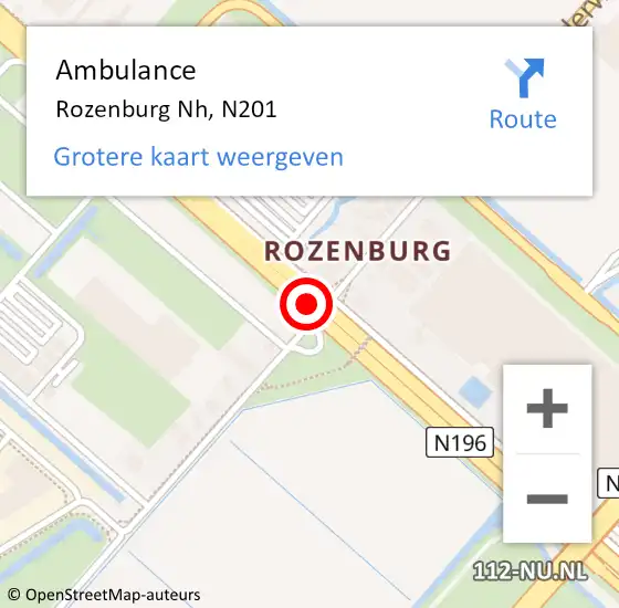 Locatie op kaart van de 112 melding: Ambulance Rozenburg Nh, N201 op 23 februari 2017 06:47
