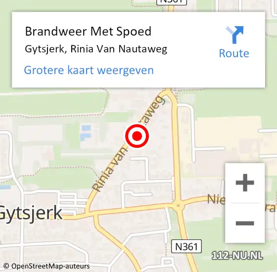 Locatie op kaart van de 112 melding: Brandweer Met Spoed Naar Gytsjerk, Rinia Van Nautaweg op 23 februari 2017 07:27