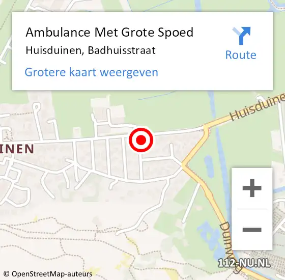 Locatie op kaart van de 112 melding: Ambulance Met Grote Spoed Naar Huisduinen, Badhuisstraat op 23 februari 2017 07:31