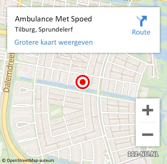 Locatie op kaart van de 112 melding: Ambulance Met Spoed Naar Tilburg, Sprundelerf op 23 februari 2017 08:08