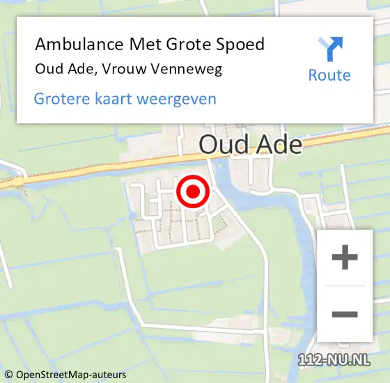 Locatie op kaart van de 112 melding: Ambulance Met Grote Spoed Naar Oud Ade, Vrouw Venneweg op 11 januari 2014 22:33