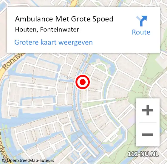 Locatie op kaart van de 112 melding: Ambulance Met Grote Spoed Naar Houten, Fonteinwater op 11 januari 2014 22:36