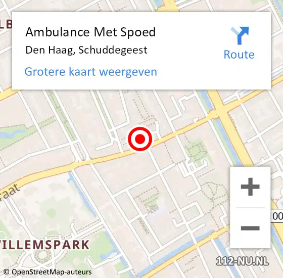 Locatie op kaart van de 112 melding: Ambulance Met Spoed Naar Den Haag, Schuddegeest op 23 februari 2017 08:50