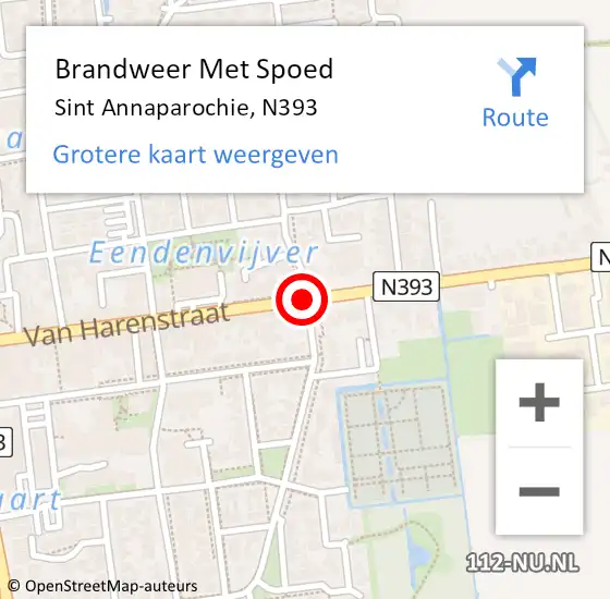 Locatie op kaart van de 112 melding: Brandweer Met Spoed Naar Sint Annaparochie, N393 op 11 januari 2014 22:39