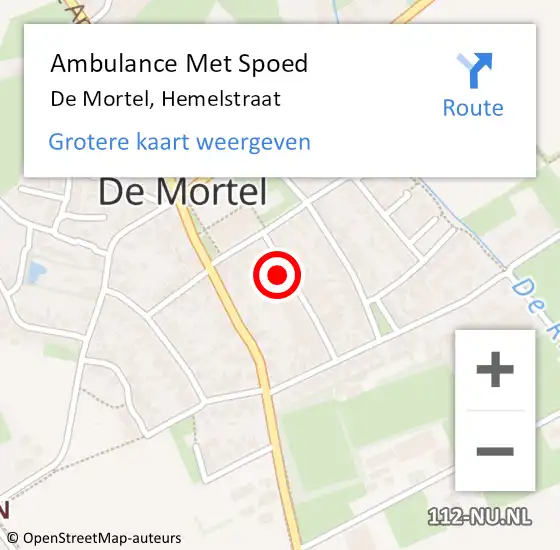 Locatie op kaart van de 112 melding: Ambulance Met Spoed Naar De Mortel, Hemelstraat op 23 februari 2017 09:19