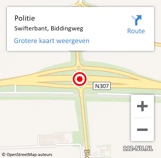 Locatie op kaart van de 112 melding: Politie Swifterbant, Biddingweg op 23 februari 2017 09:32