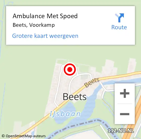 Locatie op kaart van de 112 melding: Ambulance Met Spoed Naar Beets, Voorkamp op 23 februari 2017 10:23