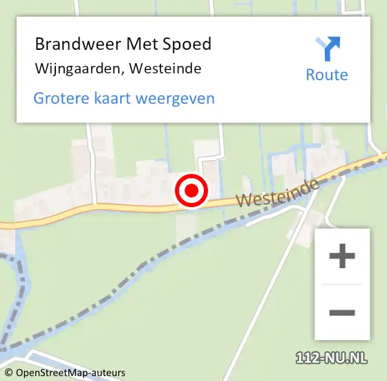 Locatie op kaart van de 112 melding: Brandweer Met Spoed Naar Wijngaarden, Westeinde op 23 februari 2017 11:29