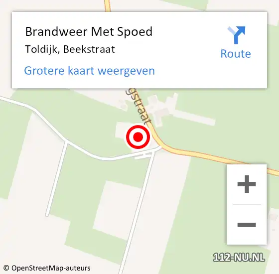 Locatie op kaart van de 112 melding: Brandweer Met Spoed Naar Toldijk, Beekstraat op 23 februari 2017 11:31