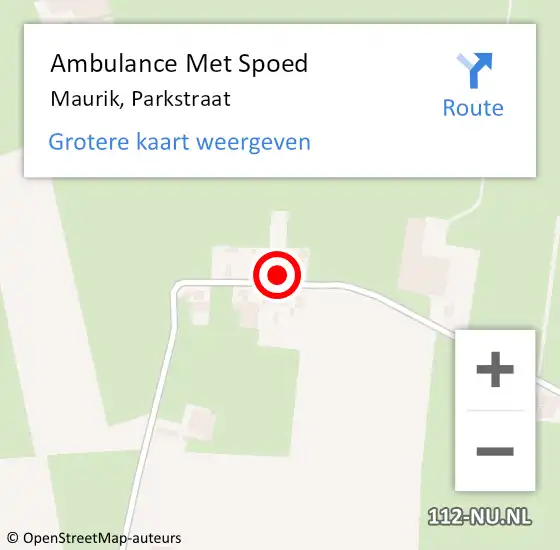 Locatie op kaart van de 112 melding: Ambulance Met Spoed Naar Maurik, Parkstraat op 23 februari 2017 12:16