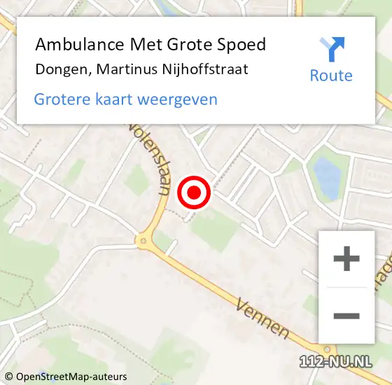 Locatie op kaart van de 112 melding: Ambulance Met Grote Spoed Naar Dongen, Martinus Nijhoffstraat op 23 februari 2017 12:18