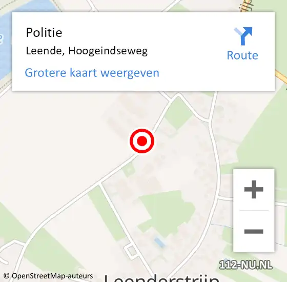 Locatie op kaart van de 112 melding: Politie Leende, Hoogeindseweg op 23 februari 2017 12:23