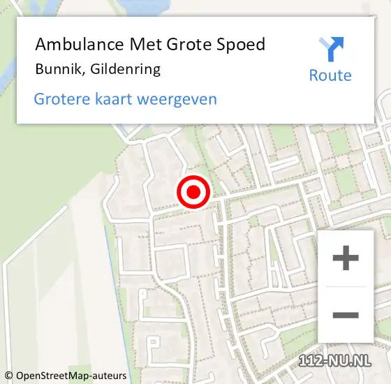 Locatie op kaart van de 112 melding: Ambulance Met Grote Spoed Naar Bunnik, Gildenring op 23 februari 2017 12:49