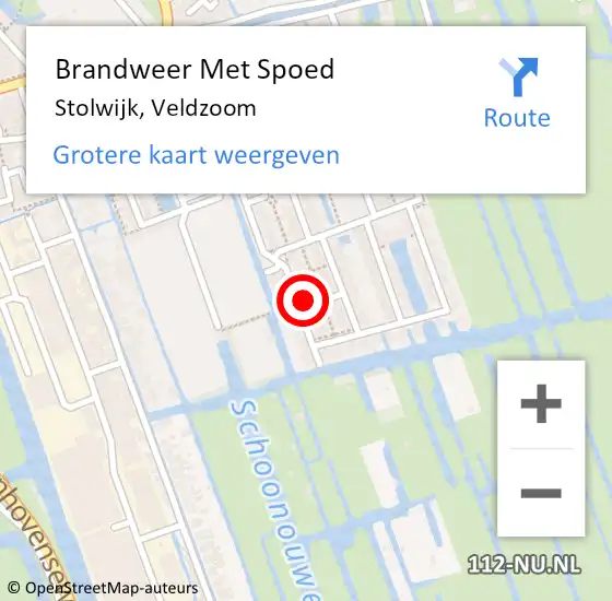 Locatie op kaart van de 112 melding: Brandweer Met Spoed Naar Stolwijk, Veldzoom op 23 februari 2017 12:51