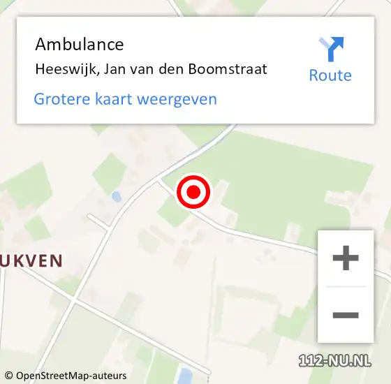 Locatie op kaart van de 112 melding: Ambulance Heeswijk, Jan van den Boomstraat op 23 februari 2017 12:57