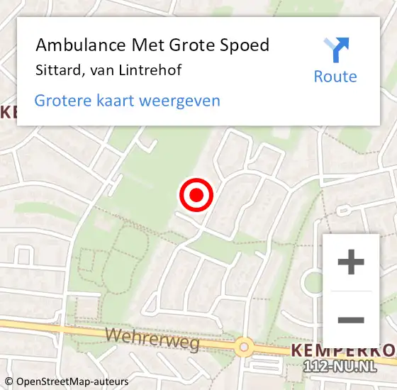 Locatie op kaart van de 112 melding: Ambulance Met Grote Spoed Naar Sittard, van Lintrehof op 11 januari 2014 23:24