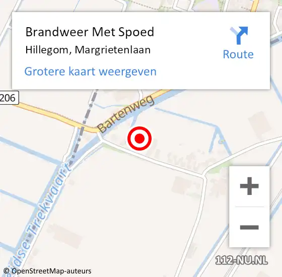 Locatie op kaart van de 112 melding: Brandweer Met Spoed Naar Hillegom, Margrietenlaan op 23 februari 2017 13:34