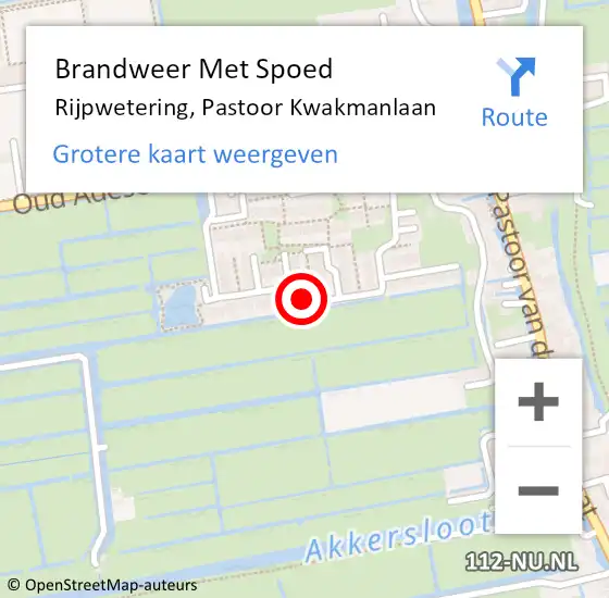 Locatie op kaart van de 112 melding: Brandweer Met Spoed Naar Rijpwetering, Pastoor Kwakmanlaan op 23 februari 2017 14:19