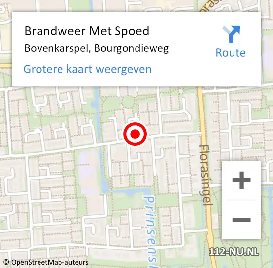 Locatie op kaart van de 112 melding: Brandweer Met Spoed Naar Bovenkarspel, Bourgondieweg op 23 februari 2017 14:58