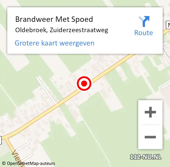 Locatie op kaart van de 112 melding: Brandweer Met Spoed Naar Oldebroek, Zuiderzeestraatweg op 23 februari 2017 14:59