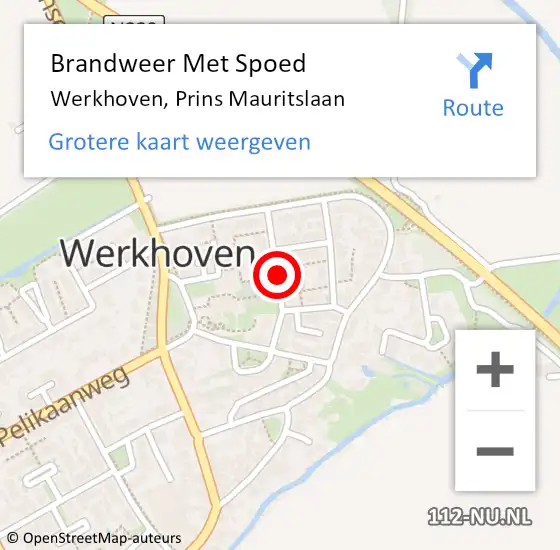 Locatie op kaart van de 112 melding: Brandweer Met Spoed Naar Werkhoven, Prins Mauritslaan op 23 februari 2017 15:04