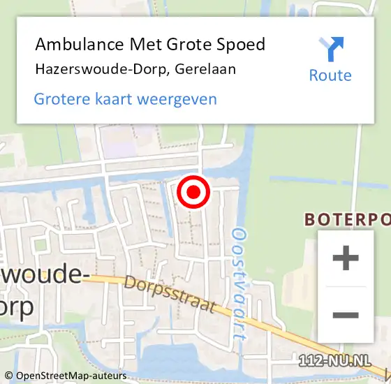 Locatie op kaart van de 112 melding: Ambulance Met Grote Spoed Naar Hazerswoude-Dorp, Gerelaan op 23 februari 2017 15:10