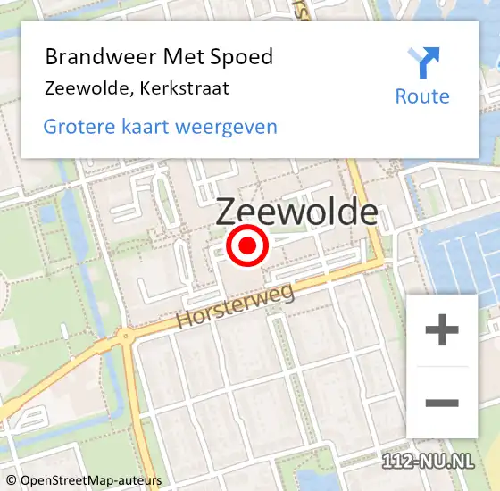 Locatie op kaart van de 112 melding: Brandweer Met Spoed Naar Zeewolde, Kerkstraat op 23 februari 2017 15:15