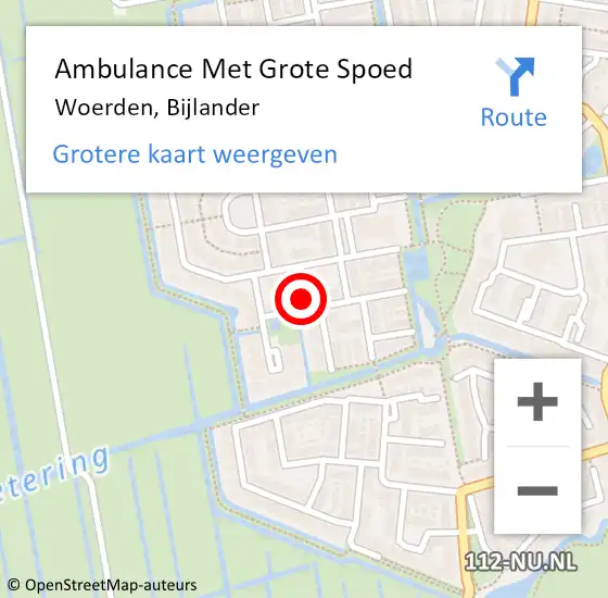 Locatie op kaart van de 112 melding: Ambulance Met Grote Spoed Naar Woerden, Bijlander op 23 februari 2017 15:25