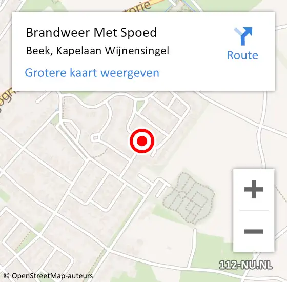 Locatie op kaart van de 112 melding: Brandweer Met Spoed Naar Beek, Kapelaan Wijnensingel op 23 februari 2017 15:55