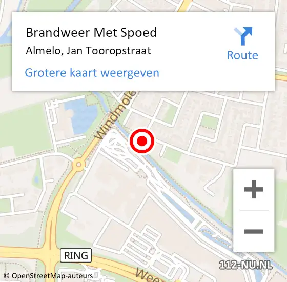 Locatie op kaart van de 112 melding: Brandweer Met Spoed Naar Almelo, Jan Tooropstraat op 23 februari 2017 16:14