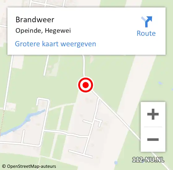 Locatie op kaart van de 112 melding: Brandweer Opeinde, Hegewei op 23 februari 2017 16:19