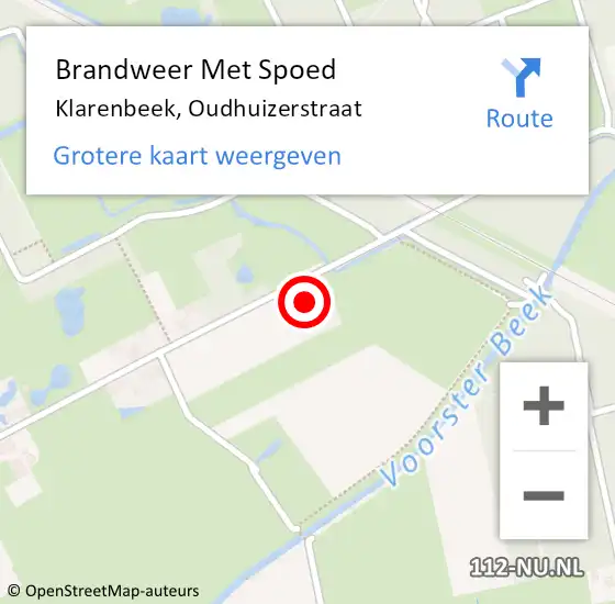 Locatie op kaart van de 112 melding: Brandweer Met Spoed Naar Klarenbeek, Oudhuizerstraat op 23 februari 2017 16:21